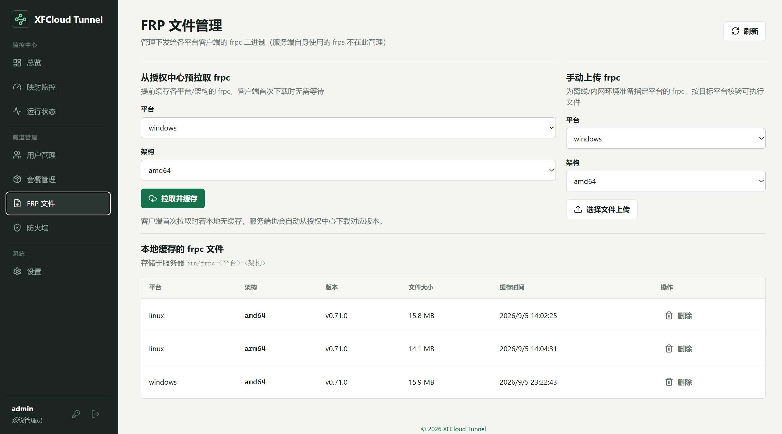 服务端 FRP 文件截图